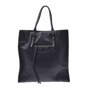 BALENCIAGA Paper Tote Bag Black Calfskin Handbag